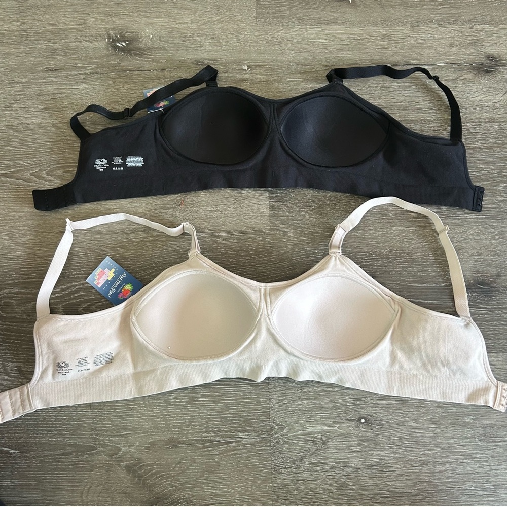 NWT Medium Fruit Of The Loom Lot of 2 Wireless Lightly Lined Bras Black Cashmere - Picture 3 of 8